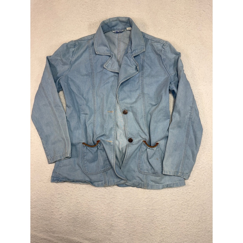 Vintage Sears Fashions Light Wash Denim Blazer Jacket Cotton Size 18T 100526